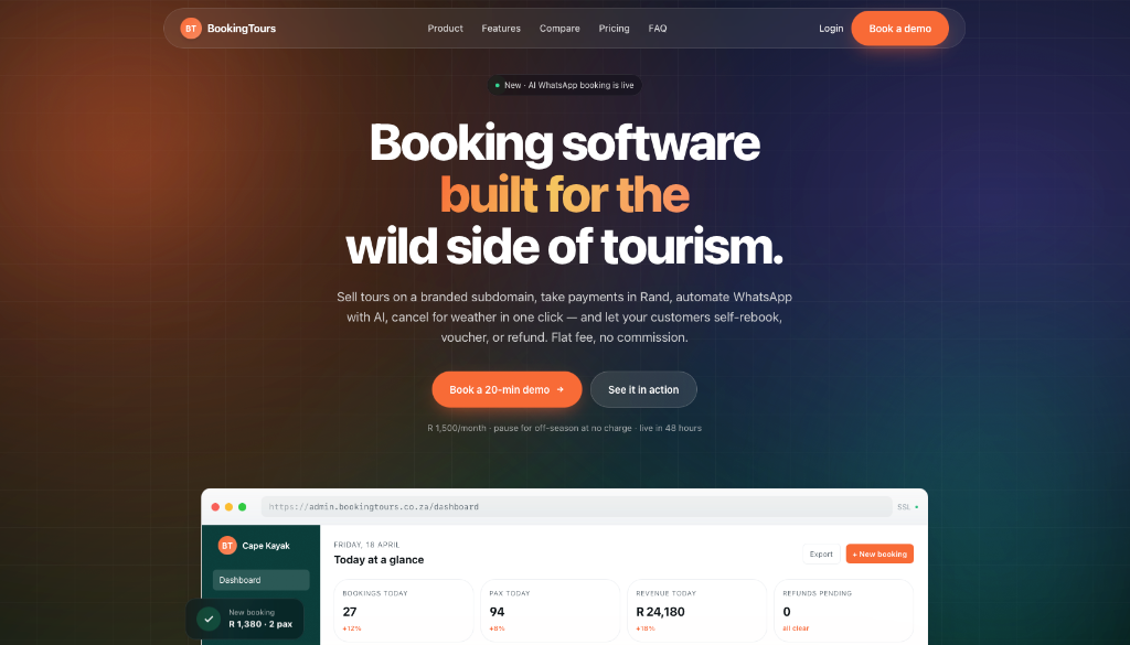 BookingTours web design services Cape Town background